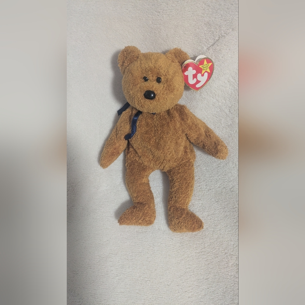 Ty Brown Stuffed Animal Plush Bear Named Fuzz